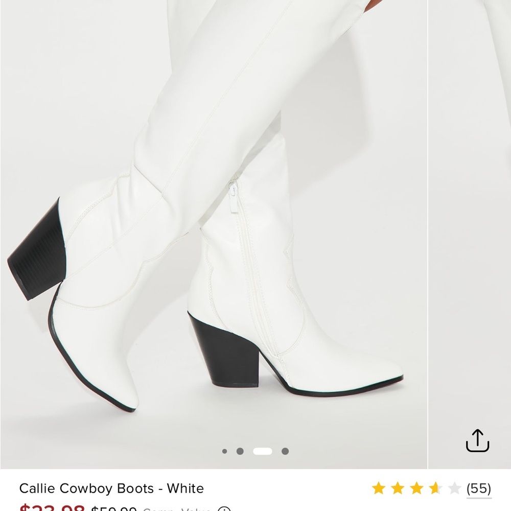 Fashion Nova White Heeled Boots Sleek Design
